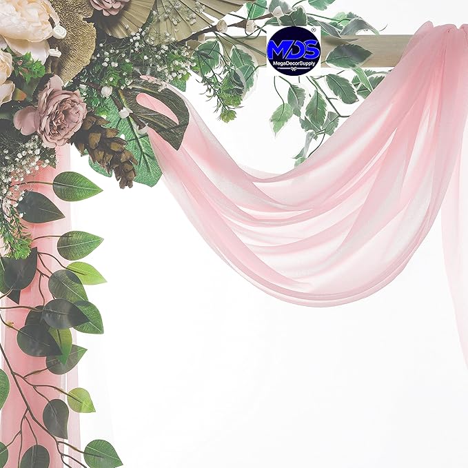 MDS Halloween Chiffon Draping Fabric - 1 Panel, 30" Wide x 100ft Long - Sheer Spooky Arbor & Canopy Drapery for Haunted House Backdrops, Party Ceilings, DIY Costumes & Themed Events - Blush Pink