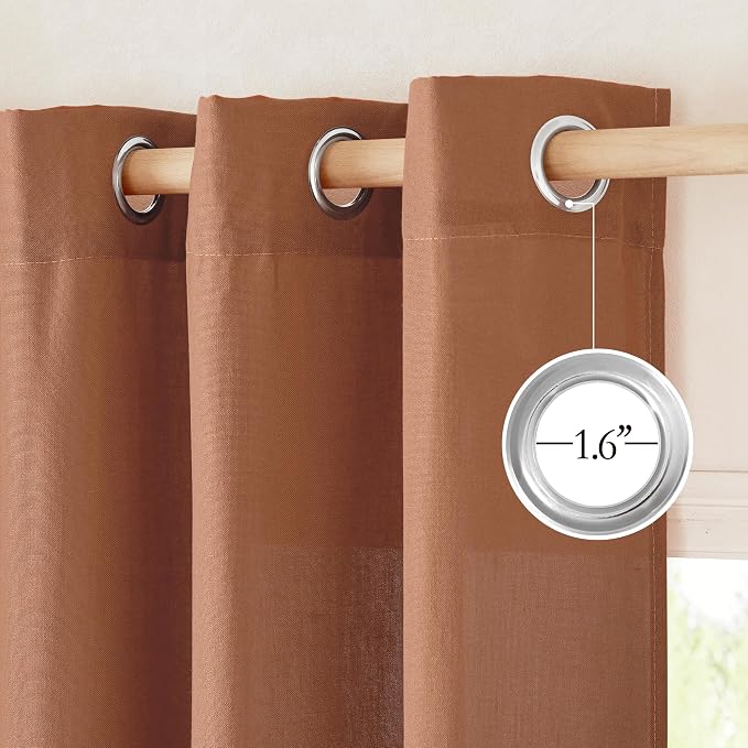 NICETOWN Caramel Linen Curtains 84 inches Long, Grommet Thick Flax Linen Window - Image 2