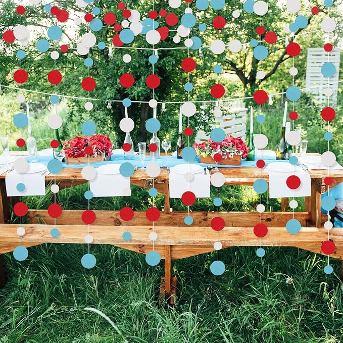 Outus 5 Pieces Colorful Circle Garland Banner Hanging Paper Dot Decorations - Image 6