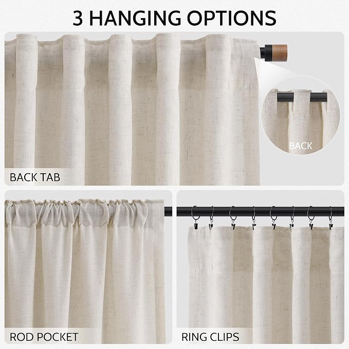 Pearl White Linen Curtains 84 Inches Long - Image 2