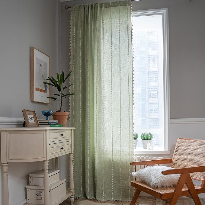 Sutuo Home Boho Curtain for Bedroom 84 Inch Length, Light Filtering Farmhouse - Image 2