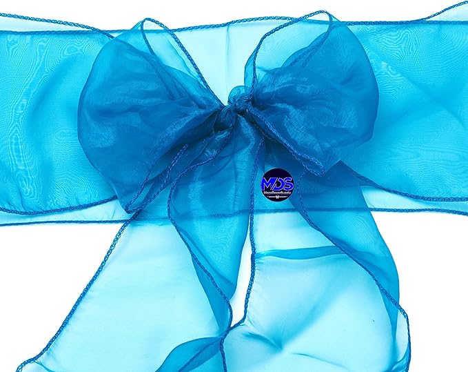 MDS Pack of 75 PCS Organza Chair Sashes Wider Dining Chair Bows Ribbon Tie Back for Wedding Party Birthday Bridal Shower Reception Event Banquet Home Chair Cover Decoration - Dark Teal