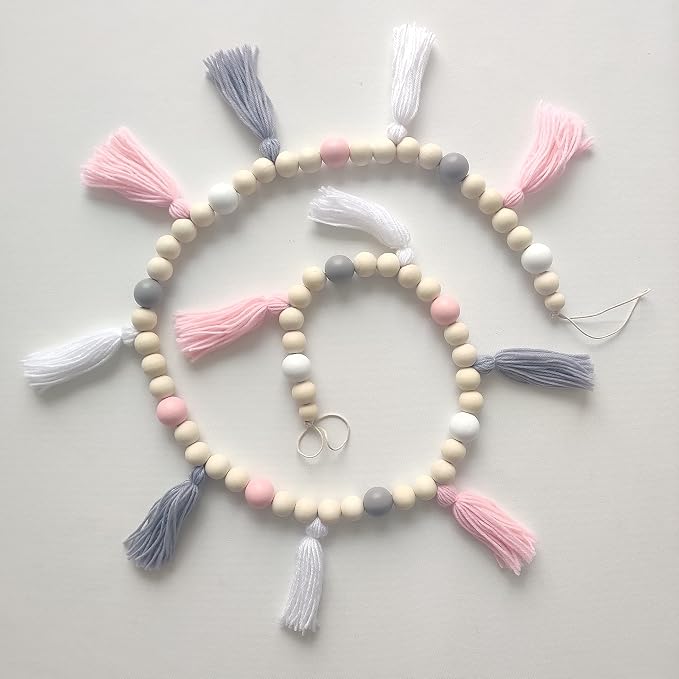 59" Tassel Garland With Wood Beads - Image 5