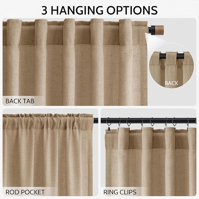 Sand Beige Curtains 108 Inches Long - Image 2