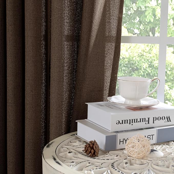 YoungsTex Brown Linen Curtains 90 Inches Length - Image 8