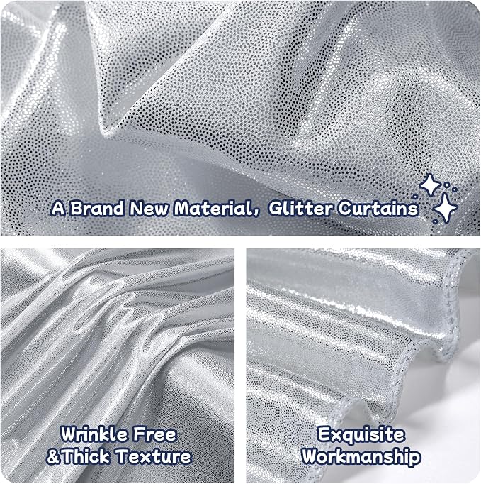 20ftx10ft Sequin Silver Backdrop Curtain Panels - Image 3
