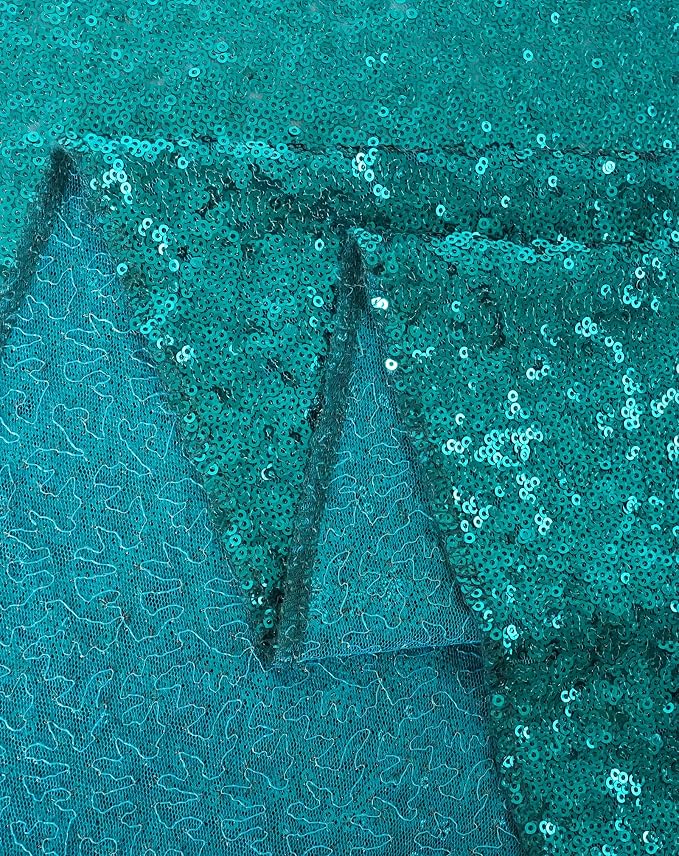 Eternal Beauty Teal Sequin Backdrop Curtains, 2 Panels 2x8FT | 3mm Sparkle - Image 8