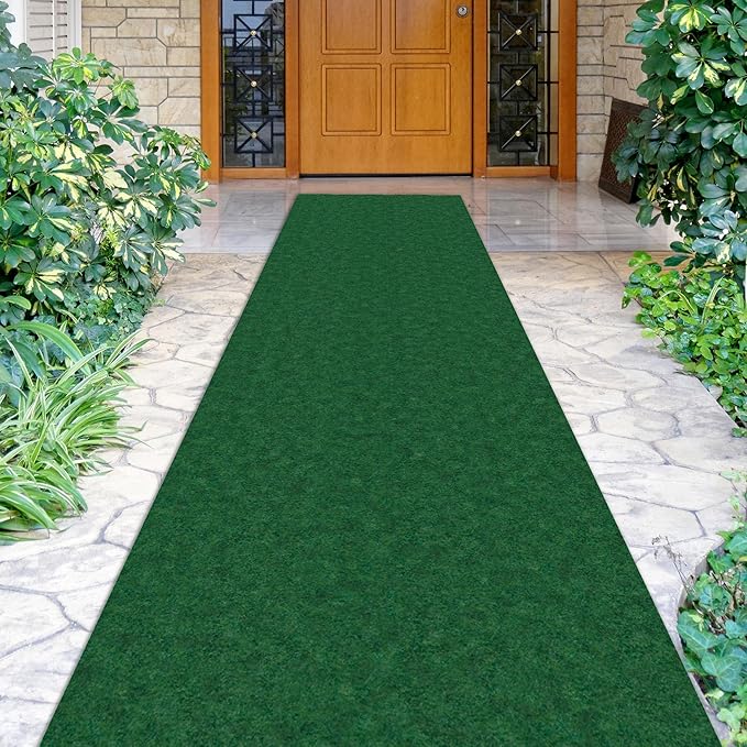Ottomanson 2'7" x 10' Hallway Runner with Scraper Pile - Extra Durable Non-Slip Rug Mat for Indoor & Outdoor Use - Ideal for Kitchen, Entryway & Garage - High-Traffic Carpet, Green