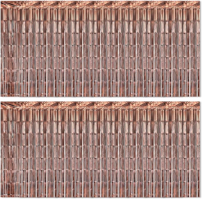 20 Pack Brown Foil Fringe Curtains 3.2ft x 8.2ft Fringe Backdrop Curtain by Ohiyoo