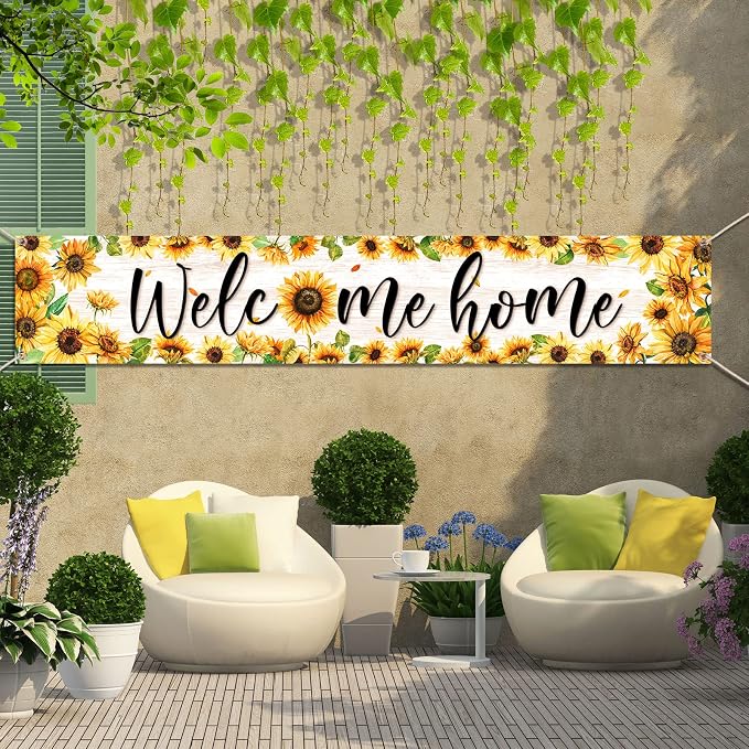 Large Welcome Home Banner Decorations Sunflower Welcome Home Yard Sign - Image 5