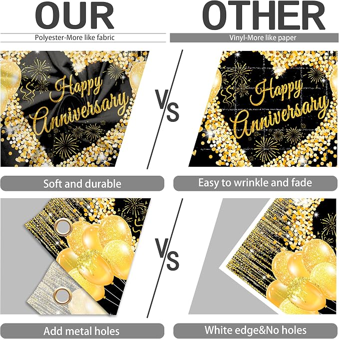 10x6 ft Floral Anniversary Backdrop Banner - Image 8