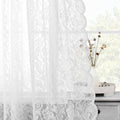 Bujasso White Lace Sheer Curtains 84 inch Vintage Floral Sheer Window Curtain by Bujasso