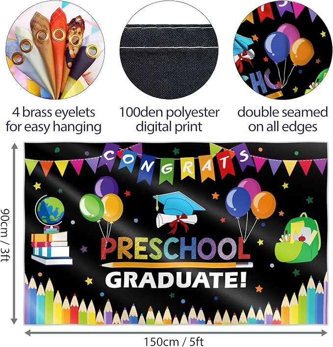Preschool Happy Graduation Banner - Image 2