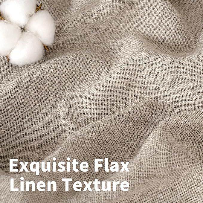 YoungsTex Short Linen Curtains 45 lnch Length, Oatmeal Drapes - Image 4