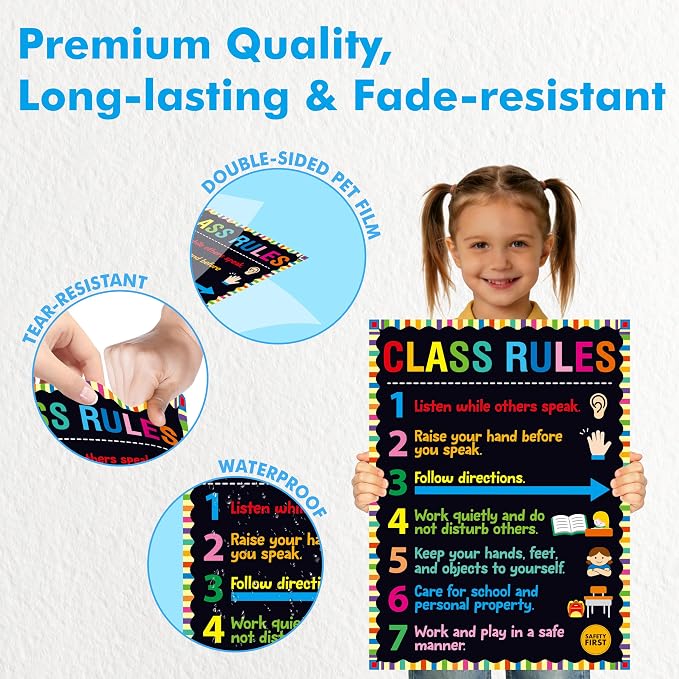 Vantasii Classroom Rule Poster, Colorful Bulletin Board Decoration Thick - Image 4