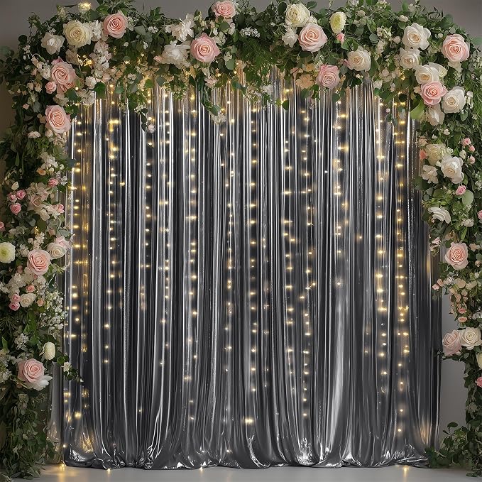 30ftx10ft Black Silver Glitter Sequin Backdrop Curtain - Image 4