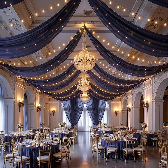 6 Panels Dark Blue Ceiling Curtains - Image 6