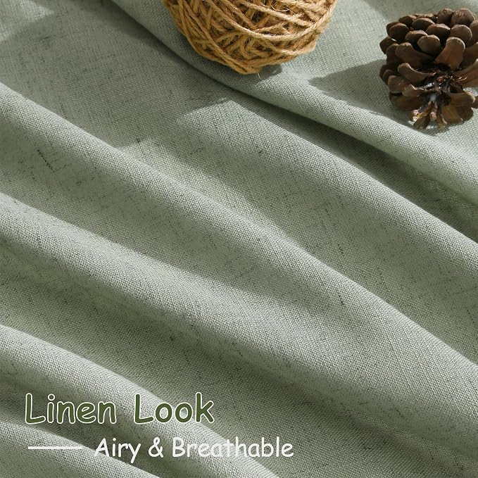 Desert Sage Linen Curtains Semi Sheer 96 Inches Long 2 Panels Set - Image 5