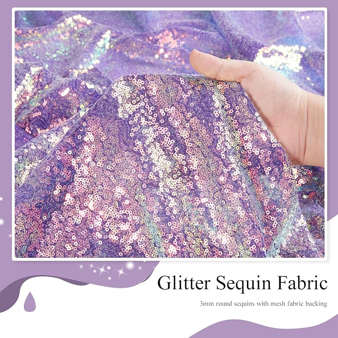 Sequin Backdrop Mermaid Purple 4 Pieces 2FTx8FT Shimmer Birthday Baby Shower - Image 5