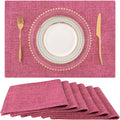 Faux Cotton Linen Placemats Set of 6, Cloth Washable Farmhouse Dining Table Mats by homing