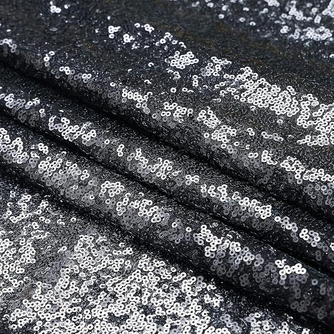 Sugargirl Black Sequin Backdrop Curtain 4FTx8FT Glitter Black Background Drapes - Image 7
