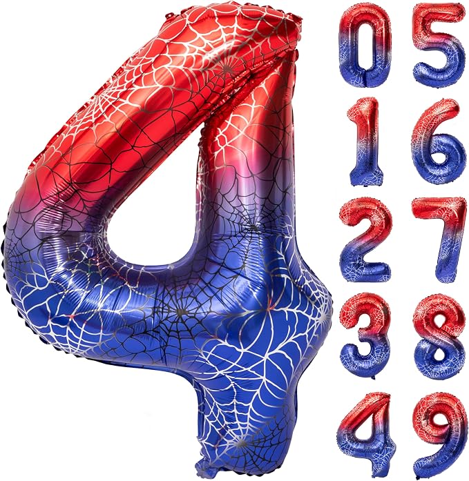 40 In Red And Blue Birthday Theme Large Number 4 Balloon | Giant Large Helium by Exquisitehighqualitypartydecorationstomeetyoureveryneed%EF%BC%81