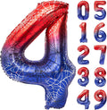 40 IN Red Blue Gradient Number 4 Balloon Large Digital 4 Foil Balloon | by YOIOZAIZAI