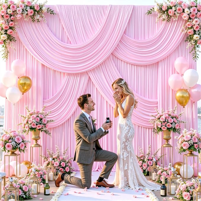 4 Panels Pink Backdrop Curtains - Image 3