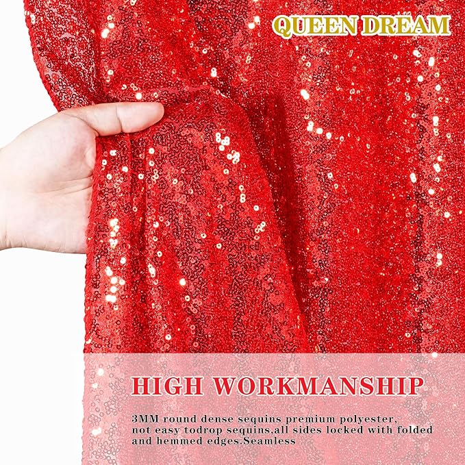 Sparkly Backdrop Curtains 6 Pcs 2ftx8ft Red Birthday Party Curtains | Sequin - Image 4