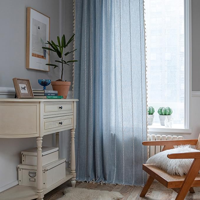 Sutuo Home Boho Curtains for Bedroom 63 Inch Length, Light Filtering French - Image 4