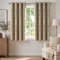 jinchan Taupe Damask Curtains 63 Inch Room Darkening Grommet 2 Panels | by JINCHAN