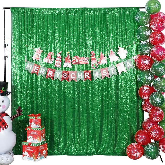 Poise3EHome Green Sequin Backdrop, 6FT x 8FT Sequin Photography Backdrop Curtain - Image 8