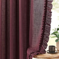 Burgundy Ruffle Linen Curtains 72 Inch Length, 2 Panels, W58 x L72 In, Linen by TERLYTEX
