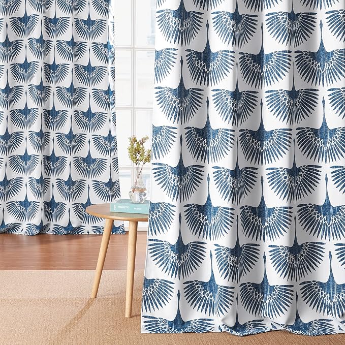 KGORGE Blackout Curtains Geometric Bird Pattern Farmhouse L 72" - Image 2