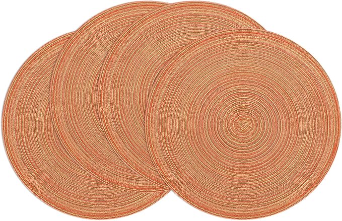 SHACOS Round Placemats Set of 4 Woven Braided Place Mats Table Placemats 15 by SHACOS