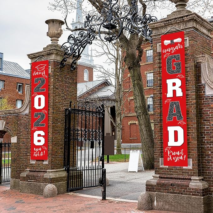 Graduation Decorations 2026 Banner Porch Sign Red Black - Image 5