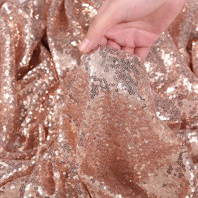 Eternal Beauty Rose Gold Sequin Backdrop Curtains, 4 Panels 2x8FT | 3mm Sparkle - Image 9