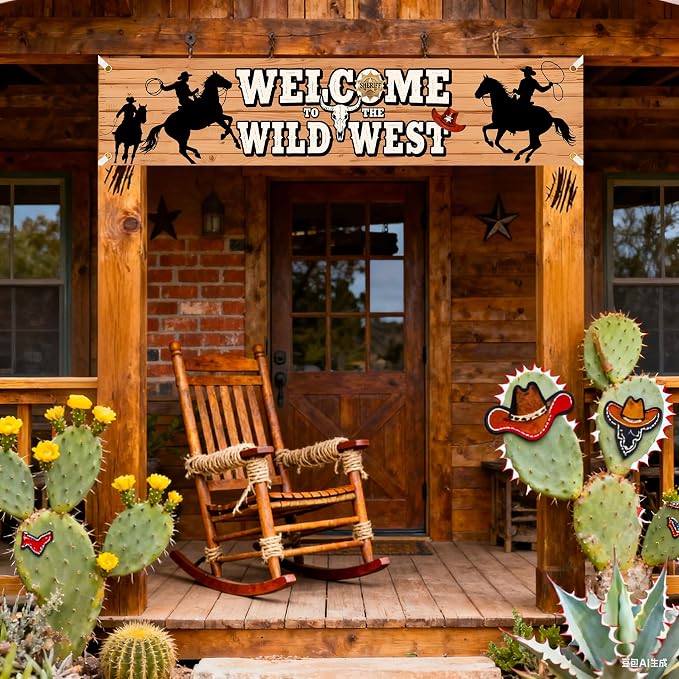 6 x 1.3ft Western Party Decorations Welcome to the Wild West Banner Decorations - Image 3