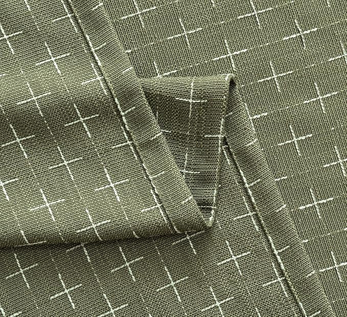 MIULEE Patterned Farmhouse Linen Curtains, Back Tab, Sage Green | Linen Curtains - Image 5