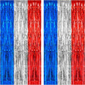 PIGETALE, 2 Pack 3.2 x 8.2 ft Red White and Blue Foil Fringe Backdrop Curtain by welcomePIGETALE