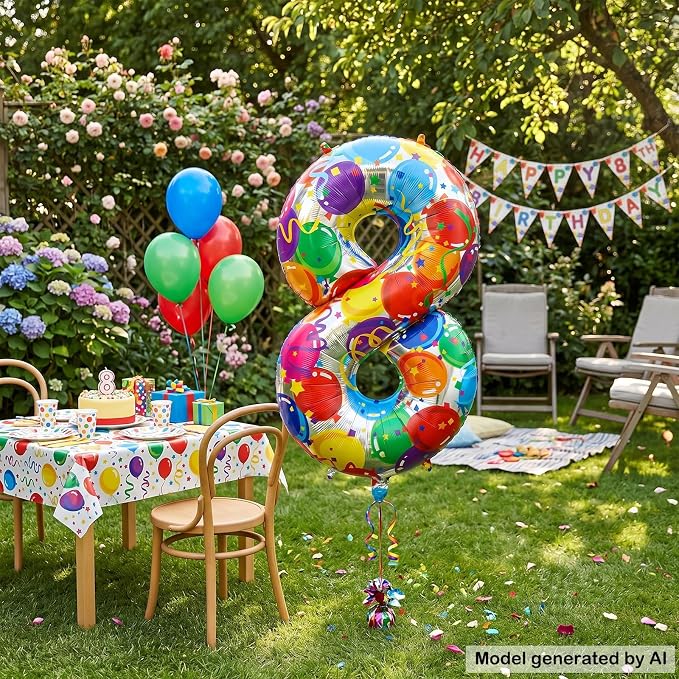 40 Inch Number 8 Balloon Colorful Foil Balloons - Image 5