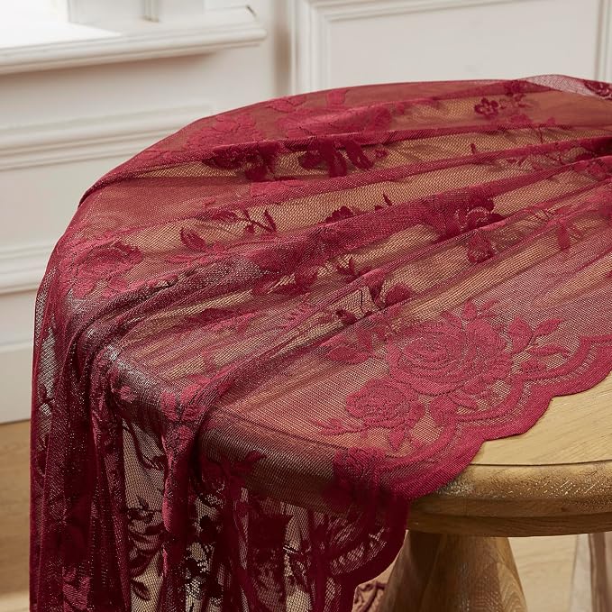 Burgundy Lace Curtains - Image 6