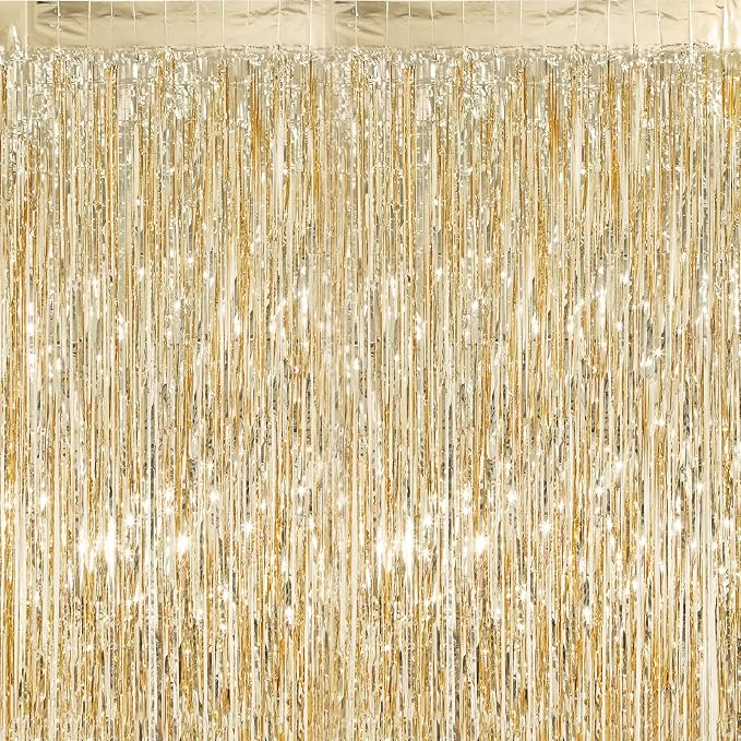 3 Pack 3.3 x 9.9 ft Champagne Gold Tinsel Streamers Party Decorations | Foil by Crosize
