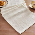 Linen Checked Farmhouse Table Runner, 13x60 Inches Ivory | Raised Grid Design by ZEEMARTONLINE