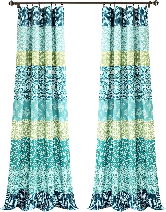 Lush Decor Bohemian Stripe Window Curtain Panels, Pair 52" W x 84" L Blue & - Image 7