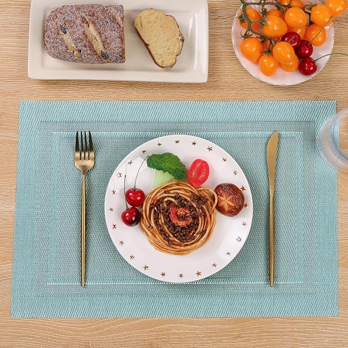 SHACOS Woven Vinyl Placemats Set of 6 Wipe Clean Place Mats - Image 5