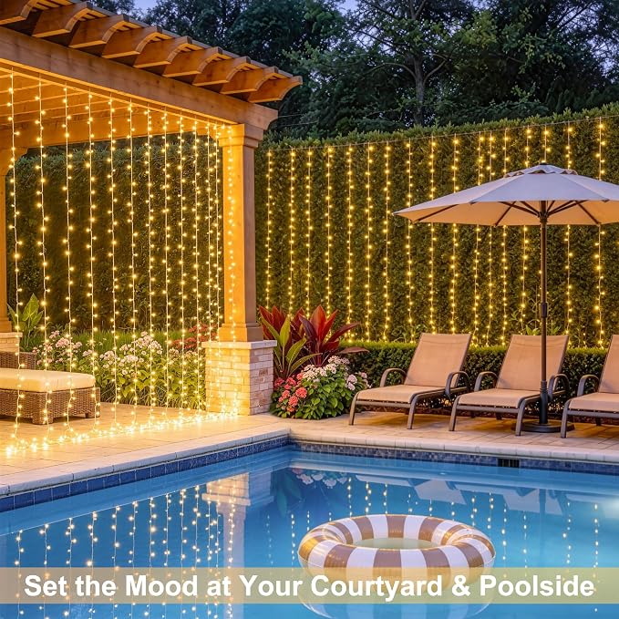 JMEXSUSS 900 LED Curtain Lights, Outdoor String Lights Indoor, 9.5x29.5ft | - Image 8