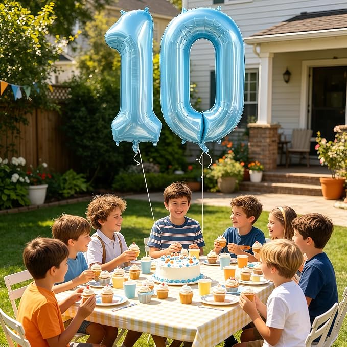 Pastel Blue 12 Balloon Number, Light Blue 12 Balloons - Image 2