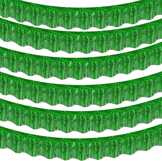 LOLStar Green Foil Fringe Tinsel Garland, Tinsel Streamers Banner, 6 Pack | by LOLSTAR