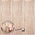 Voircoloria Laser Champagne Foil Backdrop Curtains, 3 Pack | Tinsel Streamers by Voircoloria